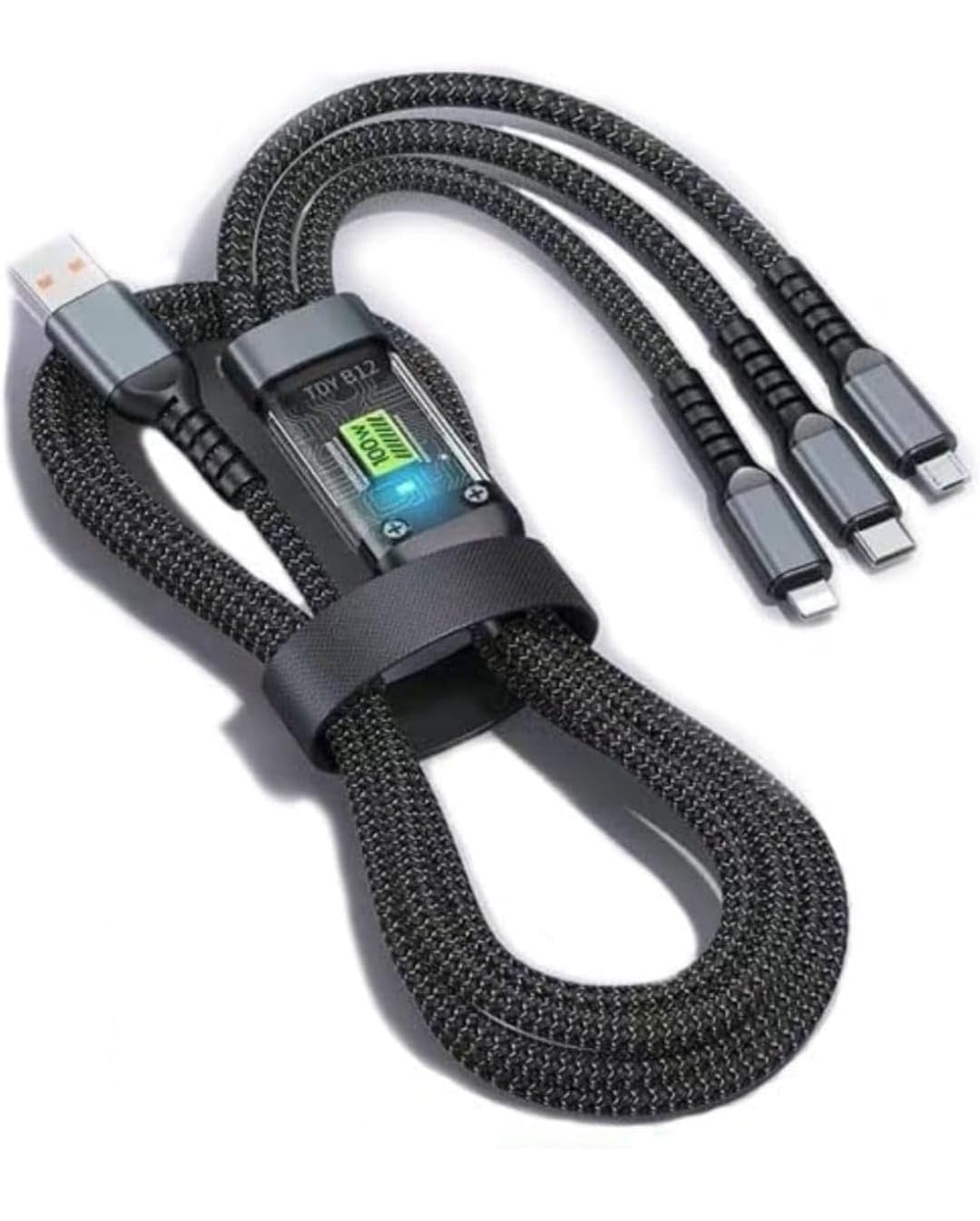 3 in 1 USB Cable For Fast Charging & Data Sync -black color