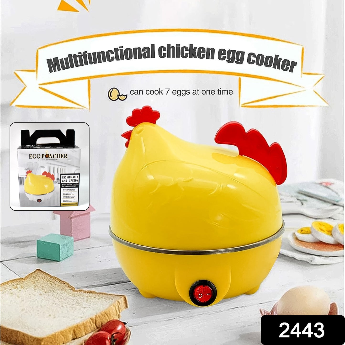 Electric Egg Boiler Chicken Shaped Egg Kettle Cooker (1 Pc)