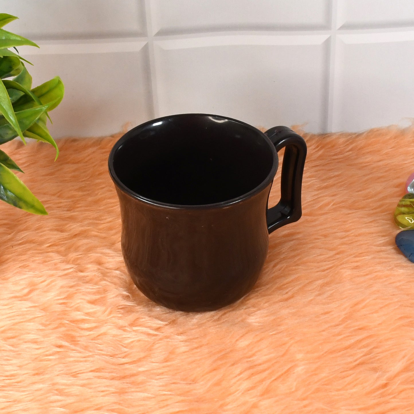 Premium Plastic Coffee Tea Cups Mug With Handle (1 Pc With Color Box Black)