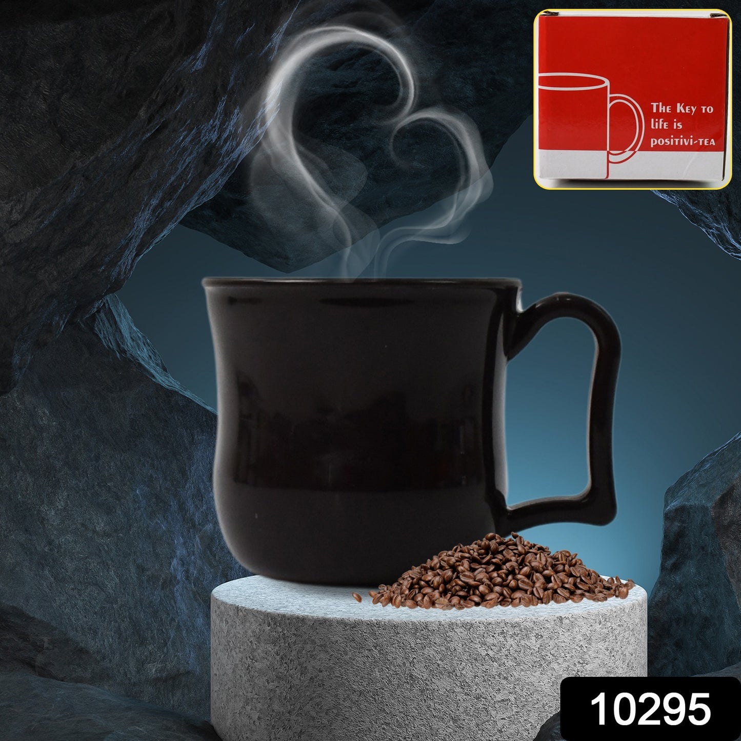 Premium Plastic Coffee Tea Cups Mug With Handle (1 Pc With Color Box Black)