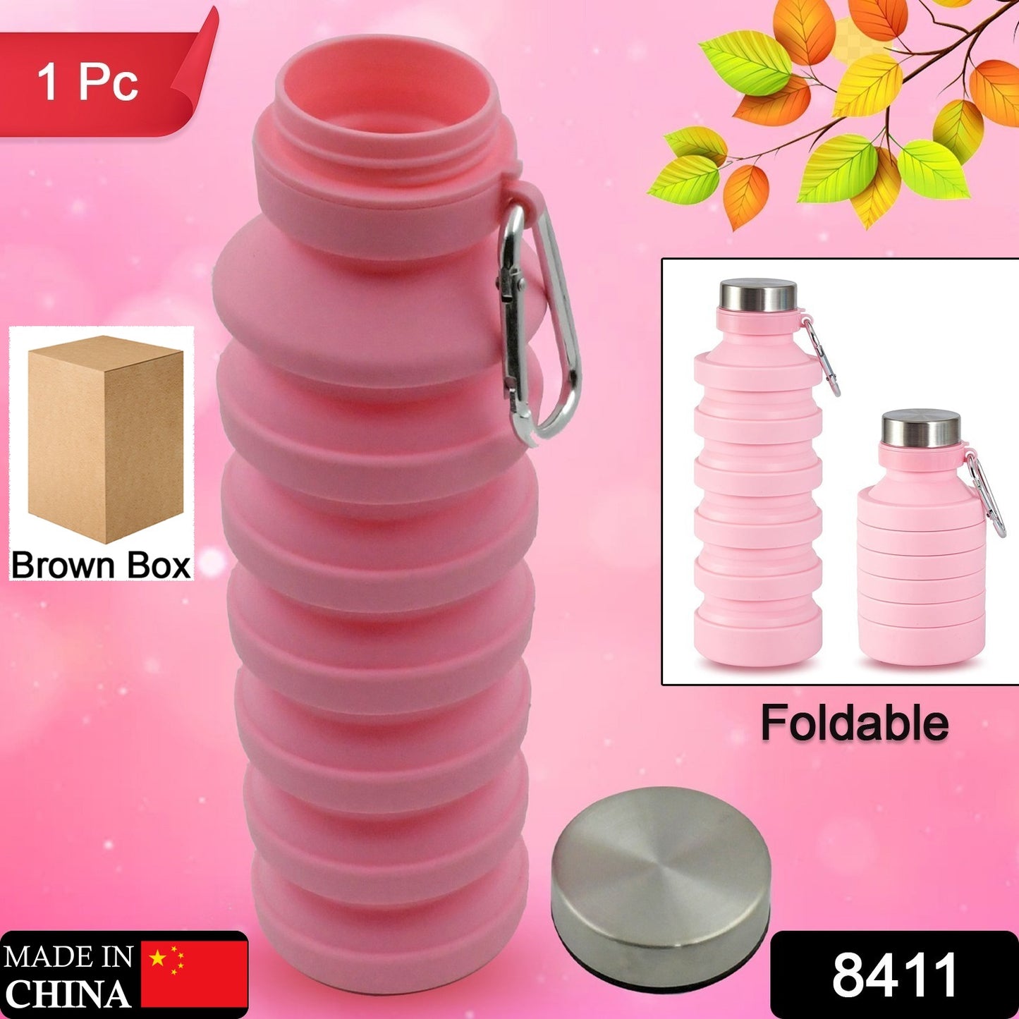 Foldable Water Bottle Silicone Leak Proof Portable Sports Travel Water Bottle For Outdoor Gym Hiking (1 Pc 24 Cm Foldable)