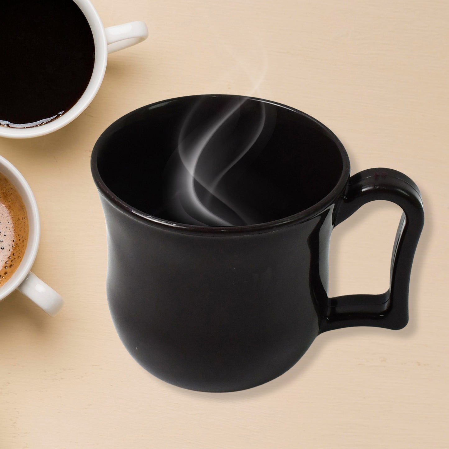 Premium Plastic Coffee Tea Cups Mug With Handle (1 Pc With Color Box Black)