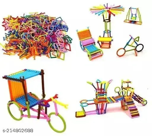 PUREEY DIY 72+ Smart Stick Building Blocks with Different Shape Game Set for 3-8 Years Old Kids for Creative Learning - Multicolor